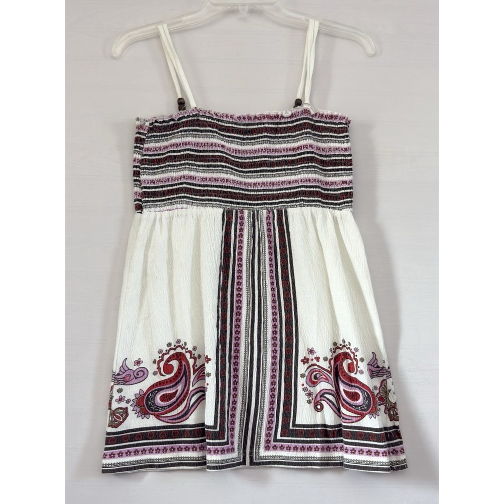 Vixen Tank Top Babydol Beaded Sleeevess Split Side Spaghetti White Y2K Medium